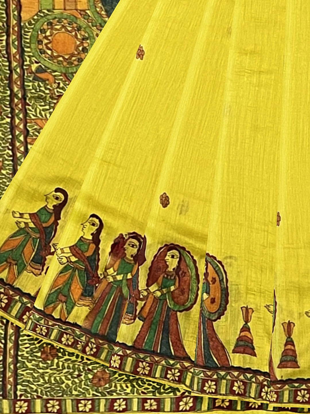 Handpainted Mithila Vivah Saree on Tussar Munga Silk